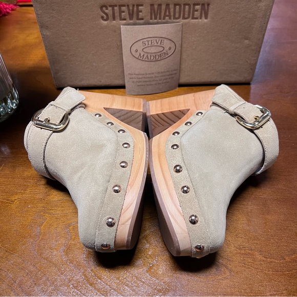 New Steve Madden Women Y2K Tan Hilde Suede Platform Mule Size 8.5 Tan Studded - Picture 6 of 15